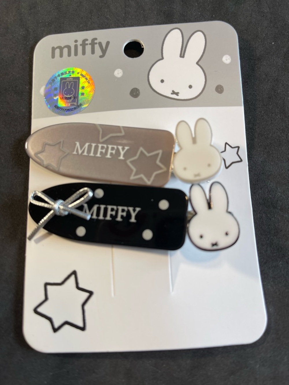 2 piece Miffy Bunny Hair Clip Set Metal /plastic Barrettes -for bangs - NEW